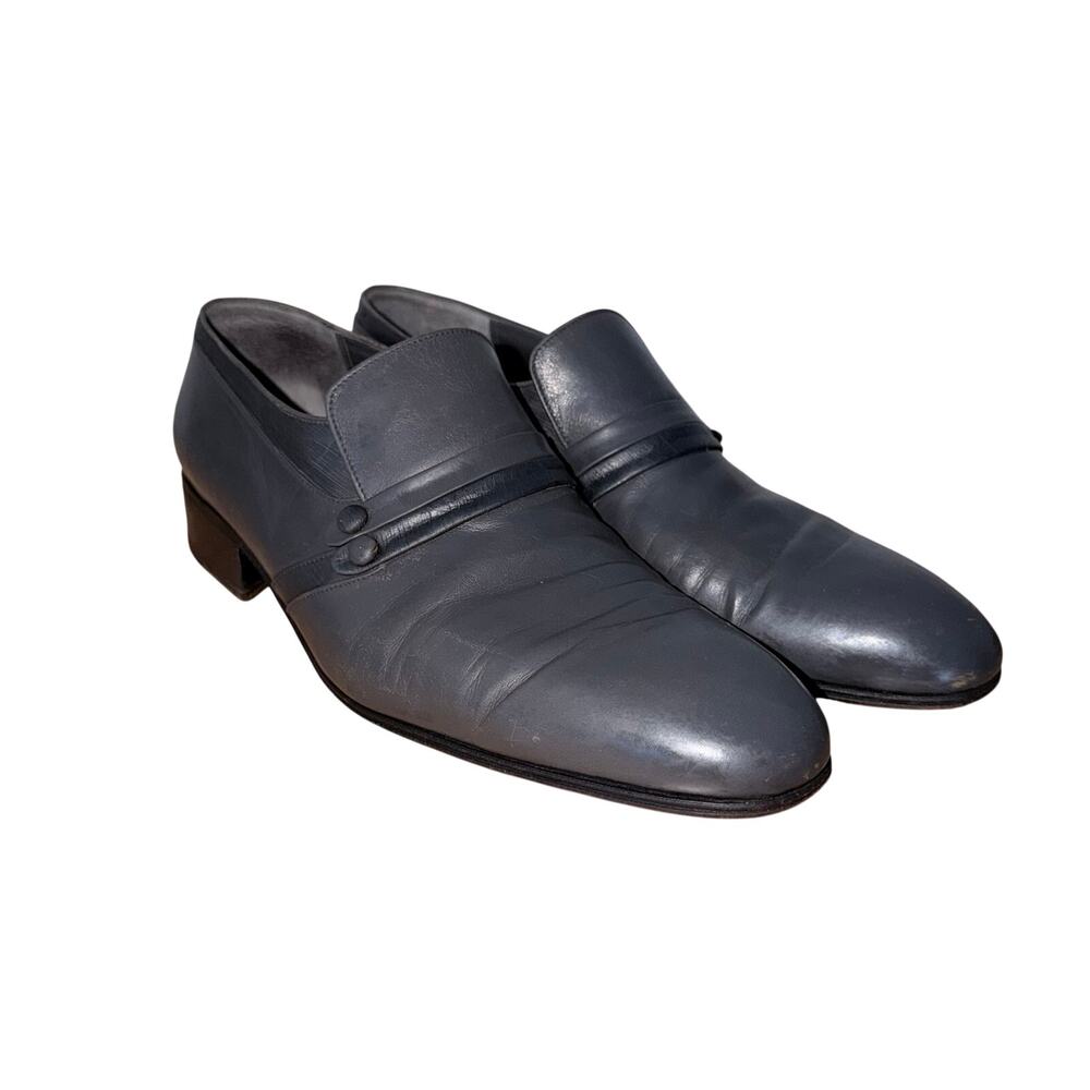Handmade Italy made artioli gray leather mens dress loafers menswear 9.5 academi